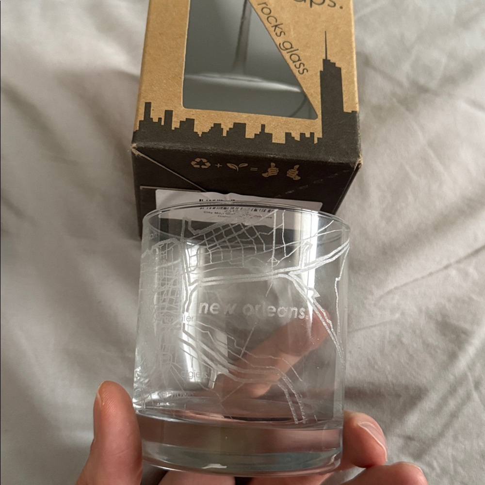 New Orleans Etched Rocks Glass